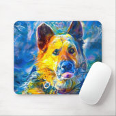 Halo: Portret van een Duitse herder Muismat (Met muis)