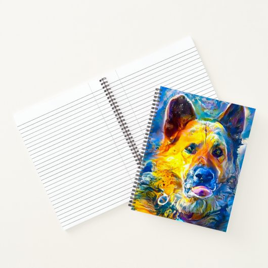 Halo: Portret van een Duitse herder Notitieboek (Binnen)