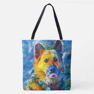 Halo: Portret van een Duitse herder Tote Bag