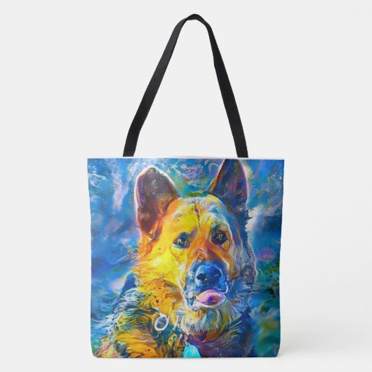 Halo: Portret van een Duitse herder Tote Bag (Voorkant)