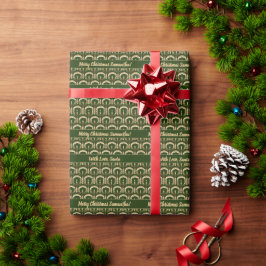 Halo rond Candle Flame Christmas Gold en Green Cadeaupapier