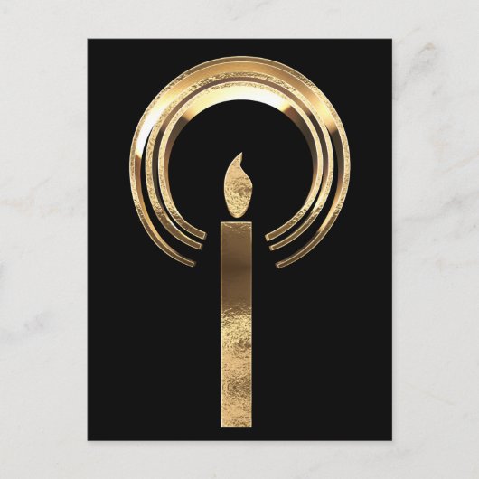 Halo rond Candle Flame Elegant Gold Kerstmis Feestdagenkaart (Voorkant)