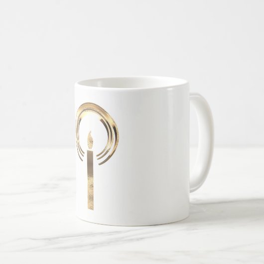 Halo rond Candle Flame Elegant Gold Kerstmis Koffiemok (Voorkant rechts)