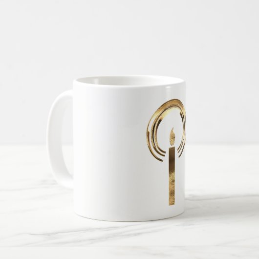 Halo rond Candle Flame Elegant Gold Kerstmis Koffiemok (Voorkant links)