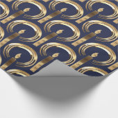 Halo rond Candle Flame Pattern Blue en Gold Cadeaupapier (Hoek)