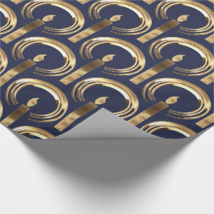 Halo rond Candle Flame Pattern Blue en Gold Cadeaupapier