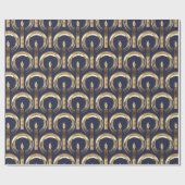 Halo rond Candle Flame Pattern Blue en Gold Cadeaupapier (Vlak)