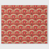 Halo rond Candle Flame Pattern Red en Gold Cadeaupapier (Vlak)