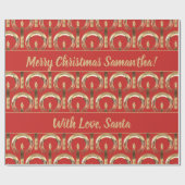 Halo rond Candle Flame Pattern Red en Gold Cadeaupapier (Vlak)