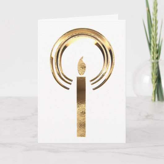Halo rondom Candle Flame Gold Elegant Kerstmis Feestdagen Kaart (Voorkant)