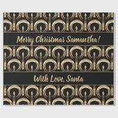 Halo rondom Candle Flame Pattern Black en Gold Cadeaupapier (Vlak)