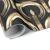 Halo rondom Candle Flame Pattern Black en Gold Cadeaupapier (Rol Hoek)
