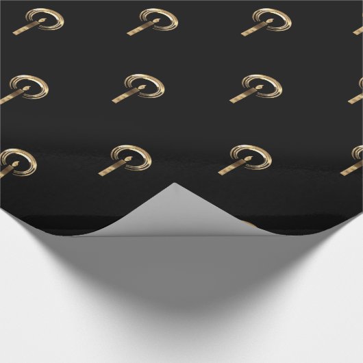 Halo rondom Candle Flame Pattern Black en Gold Cadeaupapier (Hoek)
