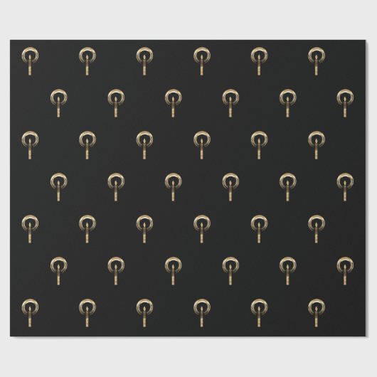 Halo rondom Candle Flame Pattern Black en Gold Cadeaupapier (Vlak)