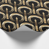 Halo rondom Candle Flame Pattern Black en Gold Cadeaupapier (Hoek)