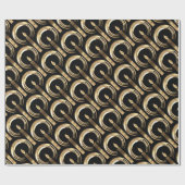 Halo rondom Candle Flame Pattern Black en Gold Cadeaupapier (Vlak)