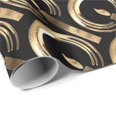 Halo rondom Candle Flame Pattern Black en Gold Cadeaupapier (Rol Hoek)