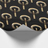 Halo rondom Candle Flame Pattern Black en Gold Cadeaupapier (Hoek)