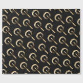 Halo rondom Candle Flame Pattern Black en Gold Cadeaupapier (Vlak)