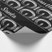 Halo rondom de zwarte kandle Modern Silver-kerst Cadeaupapier (Hoek)