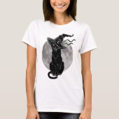 Haloween Black cat witch and moon T-shirt (Voorkant)