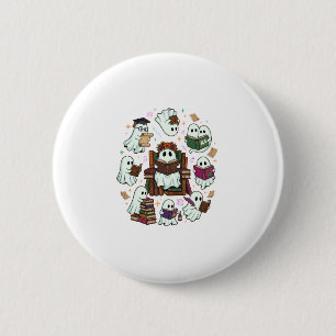 Haloween Lezen Spoken Gestapelde Boeken Bloemenkro Ronde Button 5,7 Cm