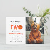 Haloween Pompoen met foto Kinder 2e Verjaardag Kaart (Staand voorkant)