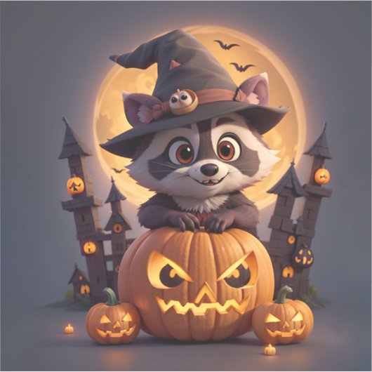 Haloween Raccoon Sticker (Voorkant)