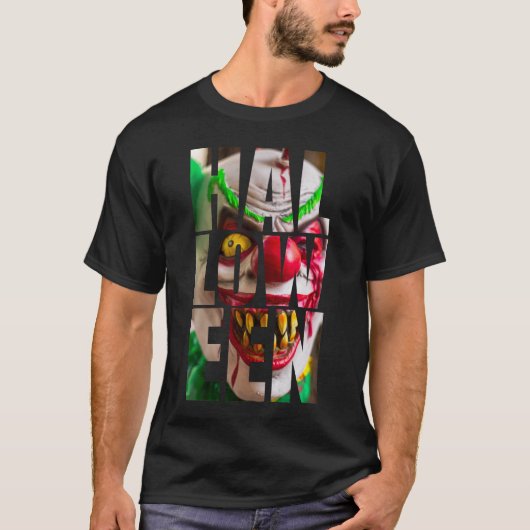 Haloween text clown afbeelding t-shirt (Voorkant)