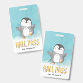 Halpas Mooie Pinguïn Klaslokaal Leraar Badge (Voor- en achterkant)
