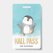 Halpas Mooie Pinguïn Klaslokaal Leraar Badge (Achterkant)