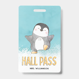 Halpas Mooie Pinguïn Klaslokaal Leraar Badge
