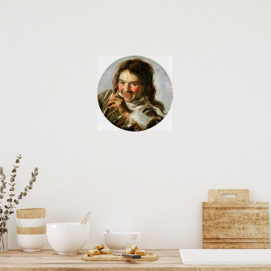 Hals - lachen jongen met een fluitje poster (Keuken)