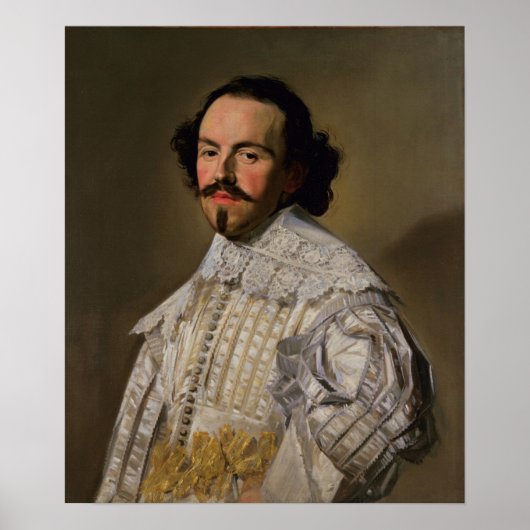 Hals - Portret van een heer in het wit Poster (Voorkant)