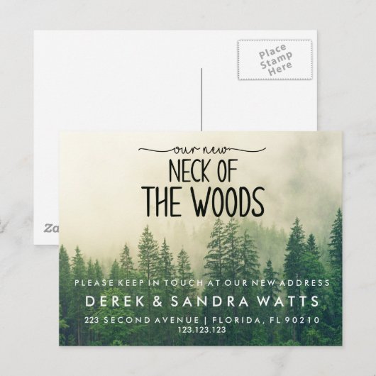 Hals van de bossen | Moderne mededeling over verpl Aankondigingskaart (Voorkant / Achterkant)