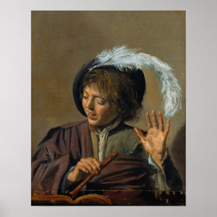Hals - zingende jongen met flute poster