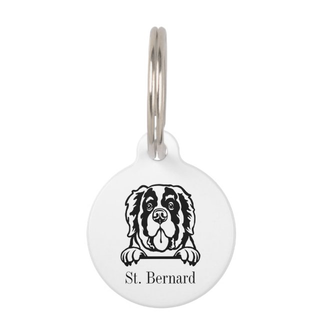 Halsband met naam voor St. Bernard hond Huisdierpenning (Voorkant)