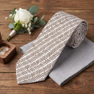 Halsband Met Taupe Beige Bruine Witte Strepen Kuns Stropdas