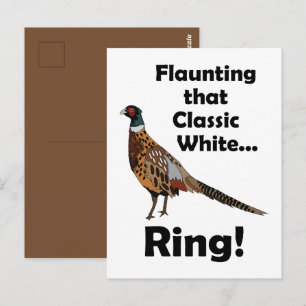 Halsbandfazant pronkt met witte ring Verjaardag Briefkaart