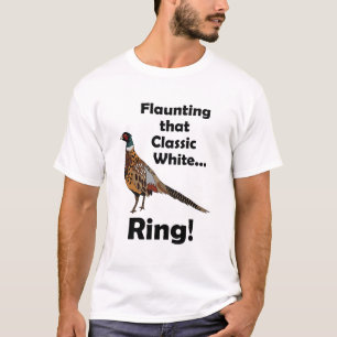 Halsbandfazant pronkt met witte ring Verjaardag T-shirt
