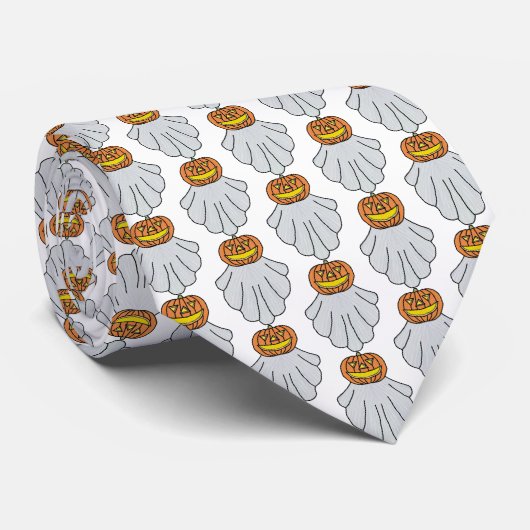 Halsdoek (wit) - Pompoen Geest Stropdas (Opgerold)