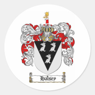 HALSEY FAMILY CREST - HALSEY WAPEN RONDE STICKER