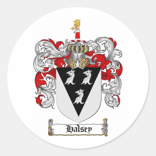 HALSEY FAMILY CREST - HALSEY WAPEN RONDE STICKER (Voorkant)