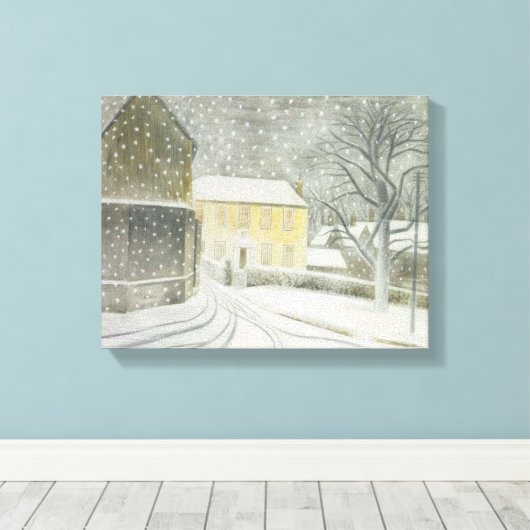 Halstead Road in Snow (door Eric Ravilious) Canvas Afdruk (Insitu (Houten vloer))