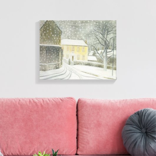 Halstead Road in Snow (door Eric Ravilious) Canvas Afdruk (Insitu (Woonkamer))