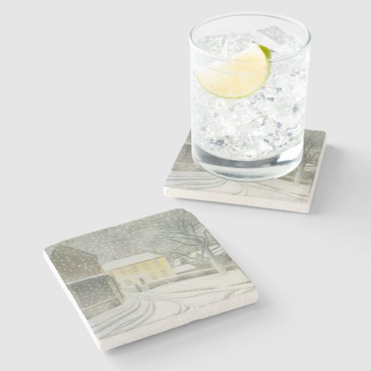 Halstead Road in Snow (door Eric Ravilious) Stenen Onderzetter (Zijkant)