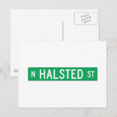 Halsted Street, Chicago, IL Street Sign Briefkaart (Voorkant / Achterkant)