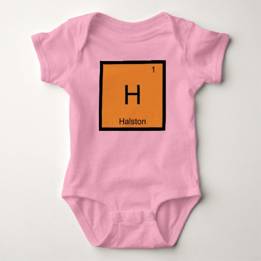 Halston Naam Chemie Element Periodiek Systeem Romper (Voorkant)