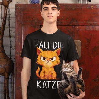 Halt die Katze Wütende Katzencartoon T-shirt