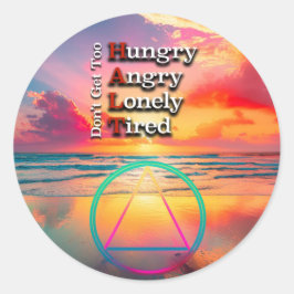HALT Herstelde Slogan Zonsopgang Ronde Sticker